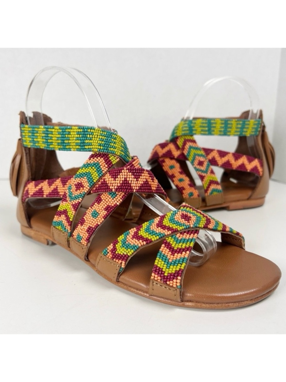 LAIDBACK LONDON Women Size 36 / US 5 Brown Leather Beaded Lauri Gladiator Sandal